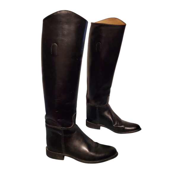 Vintage Tall Black Leather Equestrian Riding Boots Women's Size 7.5S,Made In USA - Picture 2 of 10
